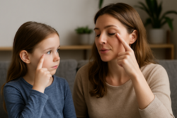 Tapoter avec l'enfant et non pas sur lui
